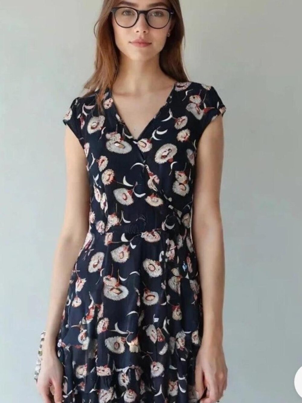 J Crew Mercantile Navy Rayon Floral Dress